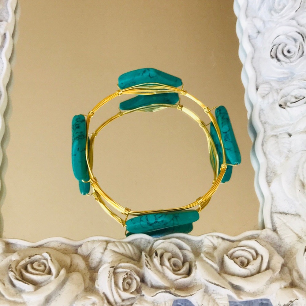 Turquoise Green Mosaic Bangle Bracelet